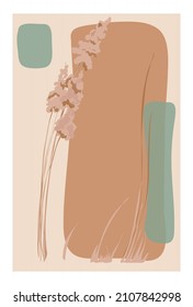 Minimalismo botánico creativo. Arte abstracto y elemento de forma. Diseño para la decoración de paredes, impresión de arte, tarjeta, afiche o diseño de portada. Ilustración vectorial.