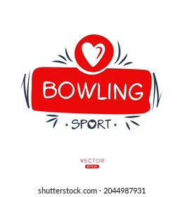 Creative (bowling) Sport sticker, logo template, vector illustration.