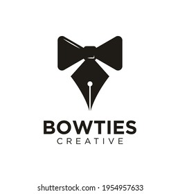 Creative Bowties pen logo design vector