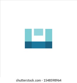 Creative Box abstract emblem, design concept, logo, logotype element for template.blue colour