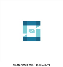 Creative Box abstract emblem, design concept, logo, logotype element for template.blue colour