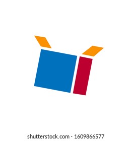 Creative Box abstract emblem, design concept, logo, logotype element for template.