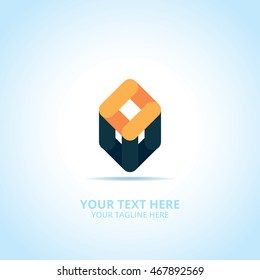 Creative Box. Abstract emblem, design concept, logo, logotype element for template.