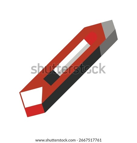 Creative box cutter design ideal for packaging shipping cutting tasks and utility blade tool concepts Vector illustration on white background.