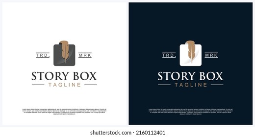 Creative Box Story Feather Logo Design