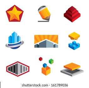 Creative boxes construction logo icon from small to big real estate