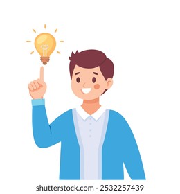 Creative Boy with Bright Idea Illustration