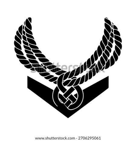 Creative Braided Rope Wings Vector Illustration With Celtic Knot Chevron Logo For Nautical Marine Navy Military Professional Identity