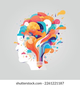 creative brain, abstract vector illustration