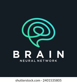 Creative brain abstract vector logo design template. Braintech. Vector illustration