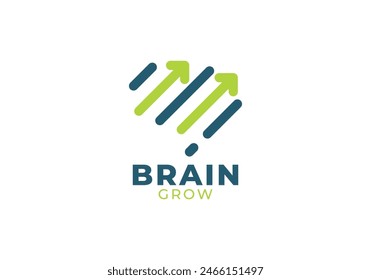 creative brain arrow logo. mind grow technology icon vector design