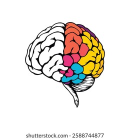 Creative Brain Autism Awareness Vector – Left vs. Right Hemisphere