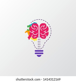 creative brain with bulb concept vector illustration isolated on grey background, Colorful Symbol idea design template, Suitable for banner, Book Illustration, and Web Landing Page Concept