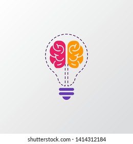 creative brain with bulb concept vector illustration isolated on grey background, Colorful Symbol idea design template, Suitable for banner, Book Illustration, and Web Landing Page Concept