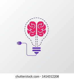 creative brain with bulb concept vector illustration isolated on grey background, Colorful Symbol idea design template, Suitable for banner, Book Illustration, and Web Landing Page Concept