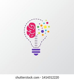 creative brain with bulb concept vector illustration isolated on grey background, Colorful Symbol idea design template, Suitable for banner, Book Illustration, and Web Landing Page Concept