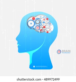 Creative brain concept background. Artificial Intelligence. Vector science illustration
