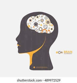 Creative brain concept background. Artificial Intelligence. Vector science illustration