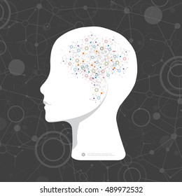 Creative brain concept background. Artificial Intelligence. Vector science illustration