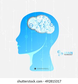 Creative brain concept background. Artificial Intelligence. Vector science illustration