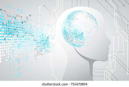 Creative brain concept background. Artificial Intelligence concept. Vector science illustration.