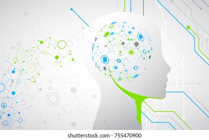 Creative brain concept background. Artificial Intelligence concept. Vector science illustration.