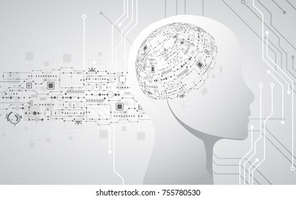 Creative brain concept background. Artificial Intelligence concept. Vector science illustration.
