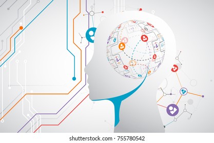 Creative brain concept background. Artificial Intelligence concept. Vector science illustration.