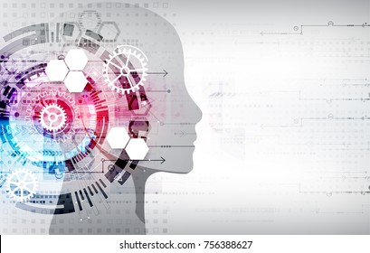Creative brain concept background. Artificial Intelligence concept. Vector science illustration.