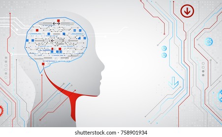 Creative brain concept background. Artificial Intelligence concept. Vector science illustration.