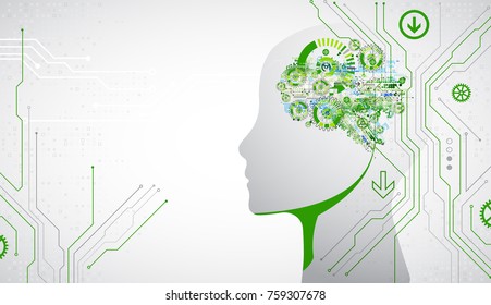 Creative brain concept background. Artificial Intelligence concept. Vector science illustration.