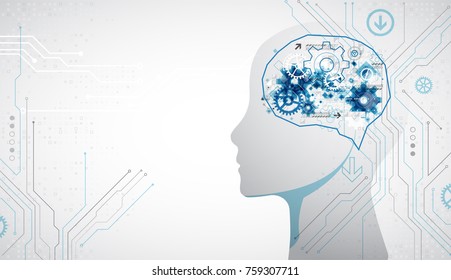 Creative brain concept background. Artificial Intelligence concept. Vector science illustration.