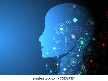 Creative brain concept background. Artificial Intelligence concept. Vector science illustration.