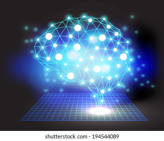 Creative brain concept background with triangular grid