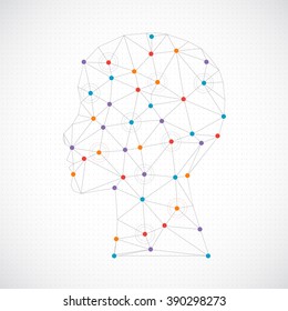 Creative Brain Concept Background With Triangular Grid. Vector Science Illustration