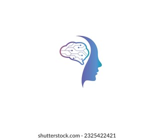 Creative brain concept, intelligent person vector logo. Smart brain outline logo vector design. Conscious logo concept, brainstorm, power thinking, 