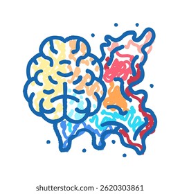 Vector creativo del bosquejo del icono del doodle del cerebro. Signo creativo del cerebro