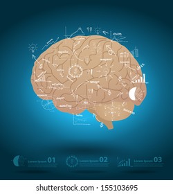 Creative brain with drawing business strategy plan concept idea, Vector illustration Modern template Design