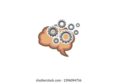 Creative Brain Gear Mind Symbol Logo Design Illustration