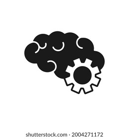 Ilustración del diseño del logotipo del símbolo del engranaje cerebral creativo