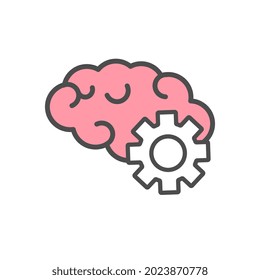 Creative Brain Gear Symbol Logo Flat Design Illustration