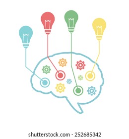 creative brain with gear, thinking concept, flat style