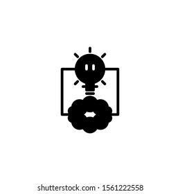 Creative brain glyph icon black and white