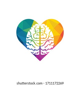 Creative brain heart shape logo design. Think idea concept.