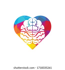 Creative brain heart shape logo design. Think idea concept. 