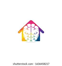 Creative brain house logo design. Brainstorm power thinking brain Logotype icon.