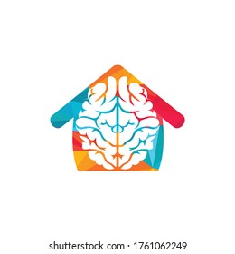 Creative brain house logo design. Think idea concept.Brainstorm power thinking brain Logotype icon.