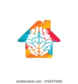 Creative brain house logo design. Think idea concept.Brainstorm power thinking brain Logotype icon.