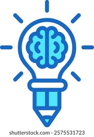 Creative Brain Icon Blue Color Vector Illustration