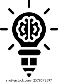 Creative Brain Icon Glyph Vector Illustration